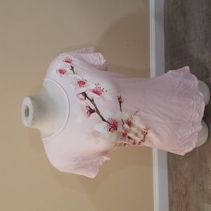 Ted Baker London Pink Floral Short Sleeve Top